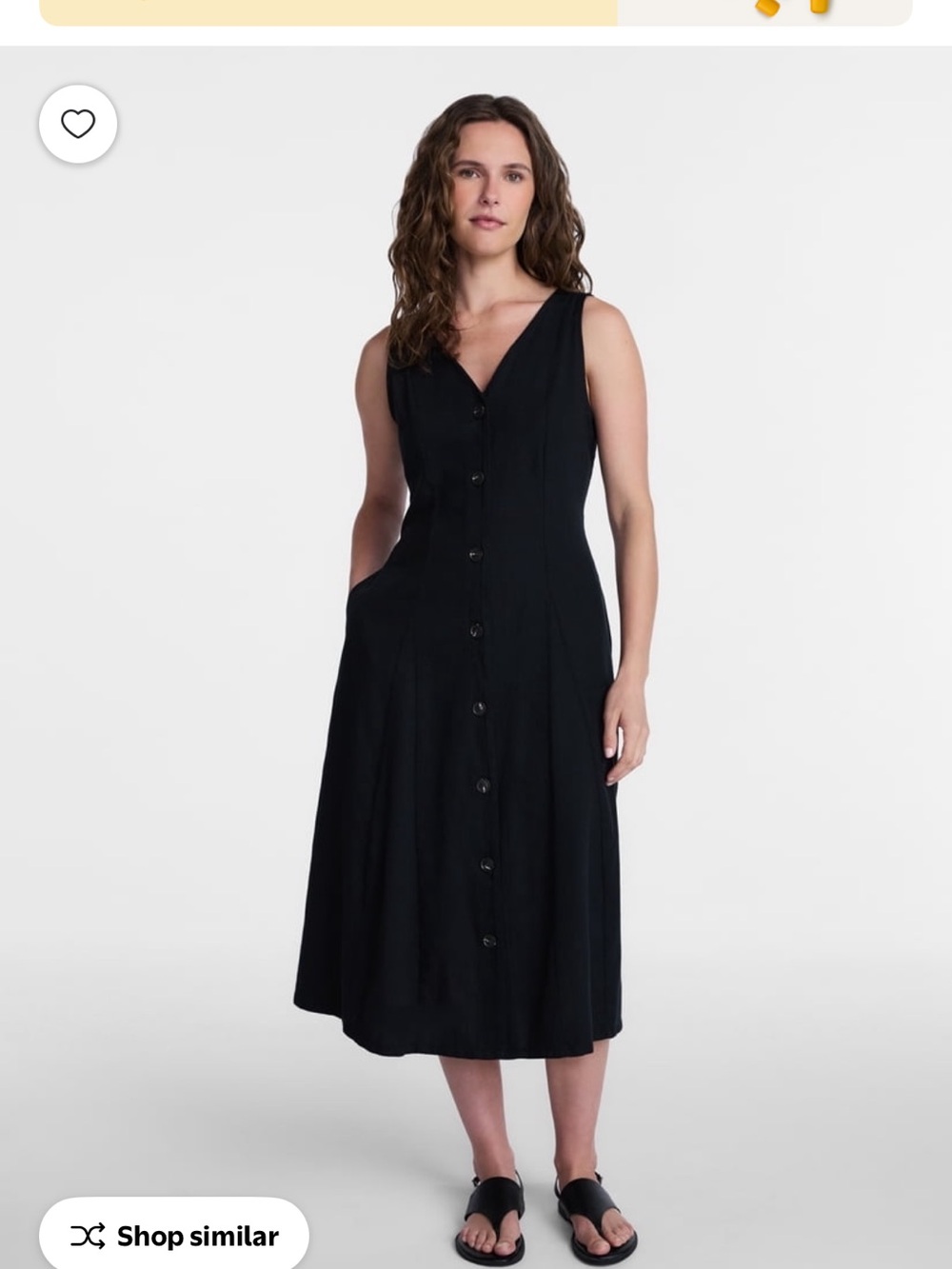 Time and Tru Black Sleeveless Button-Front Midi Dress